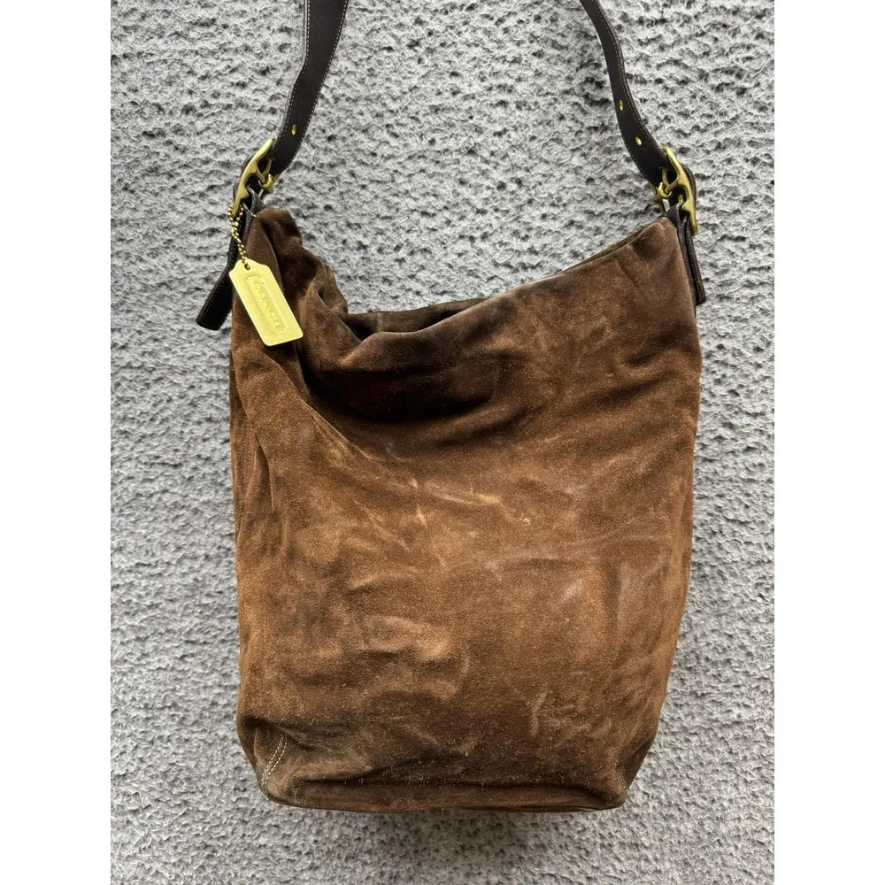 Vintage Coach Women's 9196 Legacy Suede Hobo Shoulder Bag Dark Brown - Picture 3 of 14